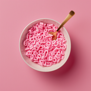 Photo- A photo of an ice cream bowl with letters in it