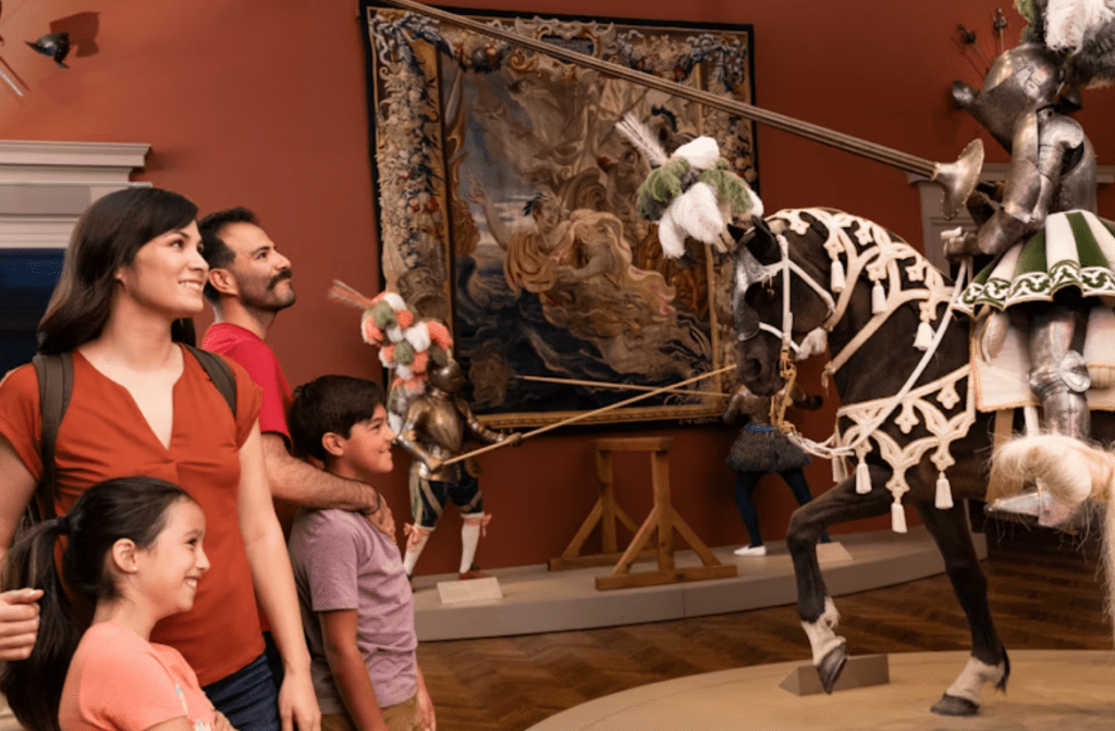 Family viewing horse armour at the Art Institute of Chicago