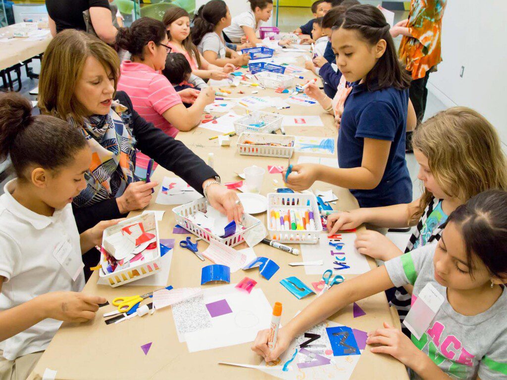 Kids making art at the Museum of Fine Arts Boston