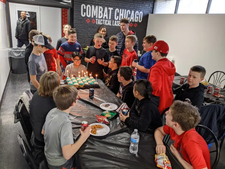 Kids celebrating a birthday at Combat Chicago Laser Tag