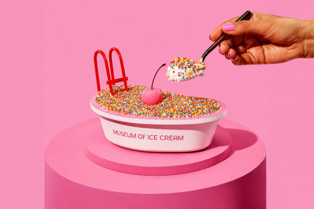 Dot sprinkle ice cream sundae at Museum of Ice Cream