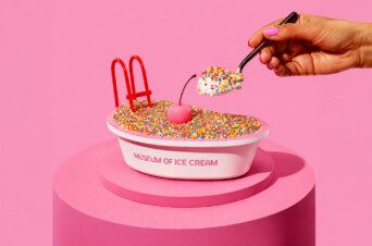 Dot sprinkle ice cream sundae at Museum of Ice Cream