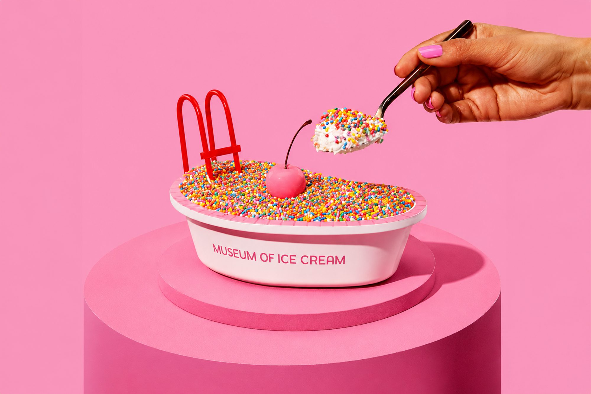 Dot sprinkle ice cream sundae at Museum of Ice Cream